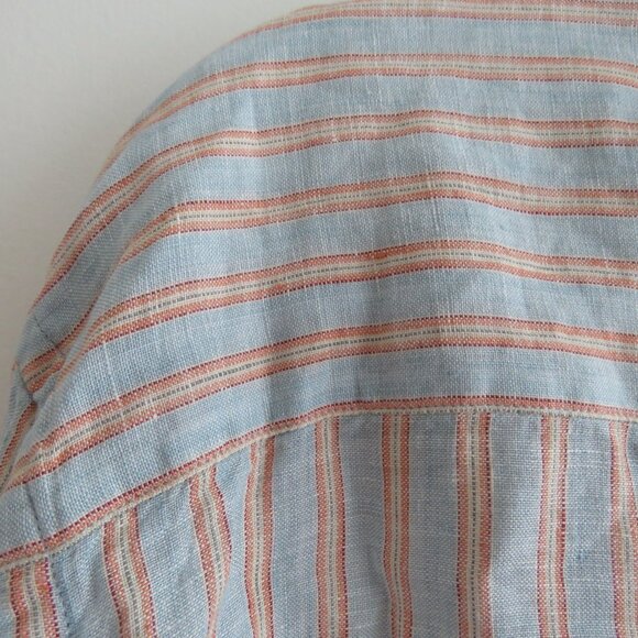 MARTIN GORDON 100% Linen Striped Casual Shirt in Light Blue - Men's Size XL - Picture 14 of 15